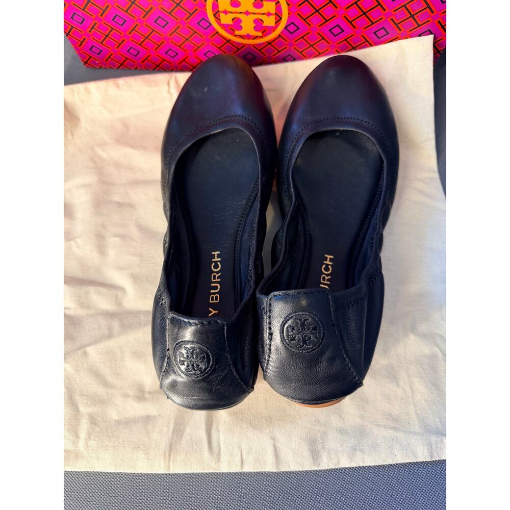 Tory Burch Eddie Ballet Flats Nappa Leather Perfect Black Size 9.5